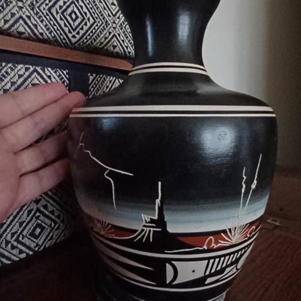 Heavy Hand Thrown Navajo Vase, Vintage,  Signed